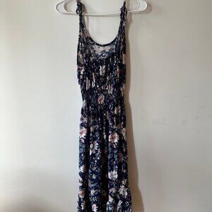 Blue Flowy Floral Summer Dress, Small